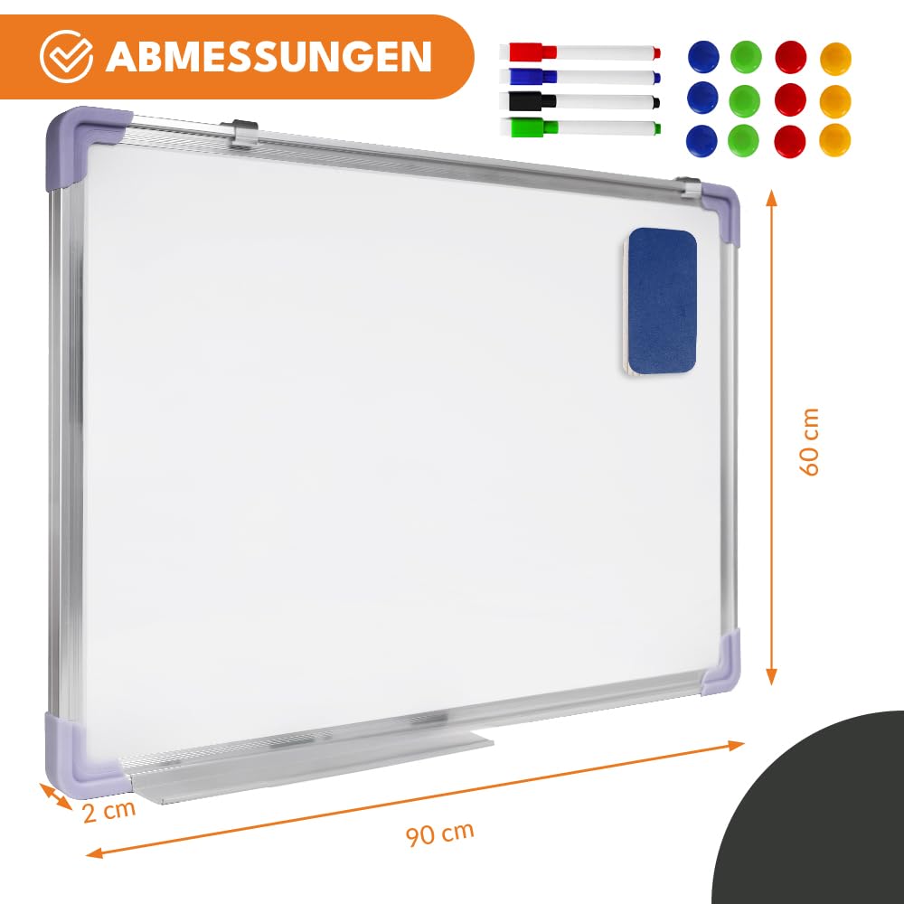 KRUMAD Whiteboard Magnetisch, Magnettafel, Schreibtafel mit Metallrahmen