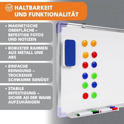 KRUMAD Whiteboard Magnetisch, Magnettafel, Schreibtafel mit Metallrahmen