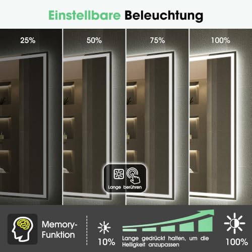 S'bagno 60x80cm rahmenloser Bluetooth Badezimmerspiegel-mit-Beleuchtung