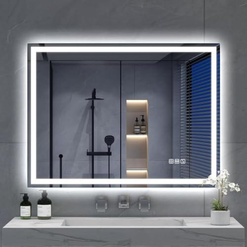 S'bagno 60x80cm rahmenloser Bluetooth Badezimmerspiegel-mit-Beleuchtung