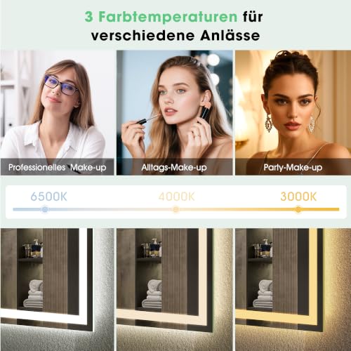S'bagno 60x80cm rahmenloser Bluetooth Badezimmerspiegel-mit-Beleuchtung
