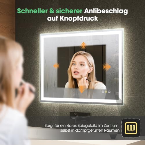 S'bagno 60x80cm rahmenloser Bluetooth Badezimmerspiegel-mit-Beleuchtung