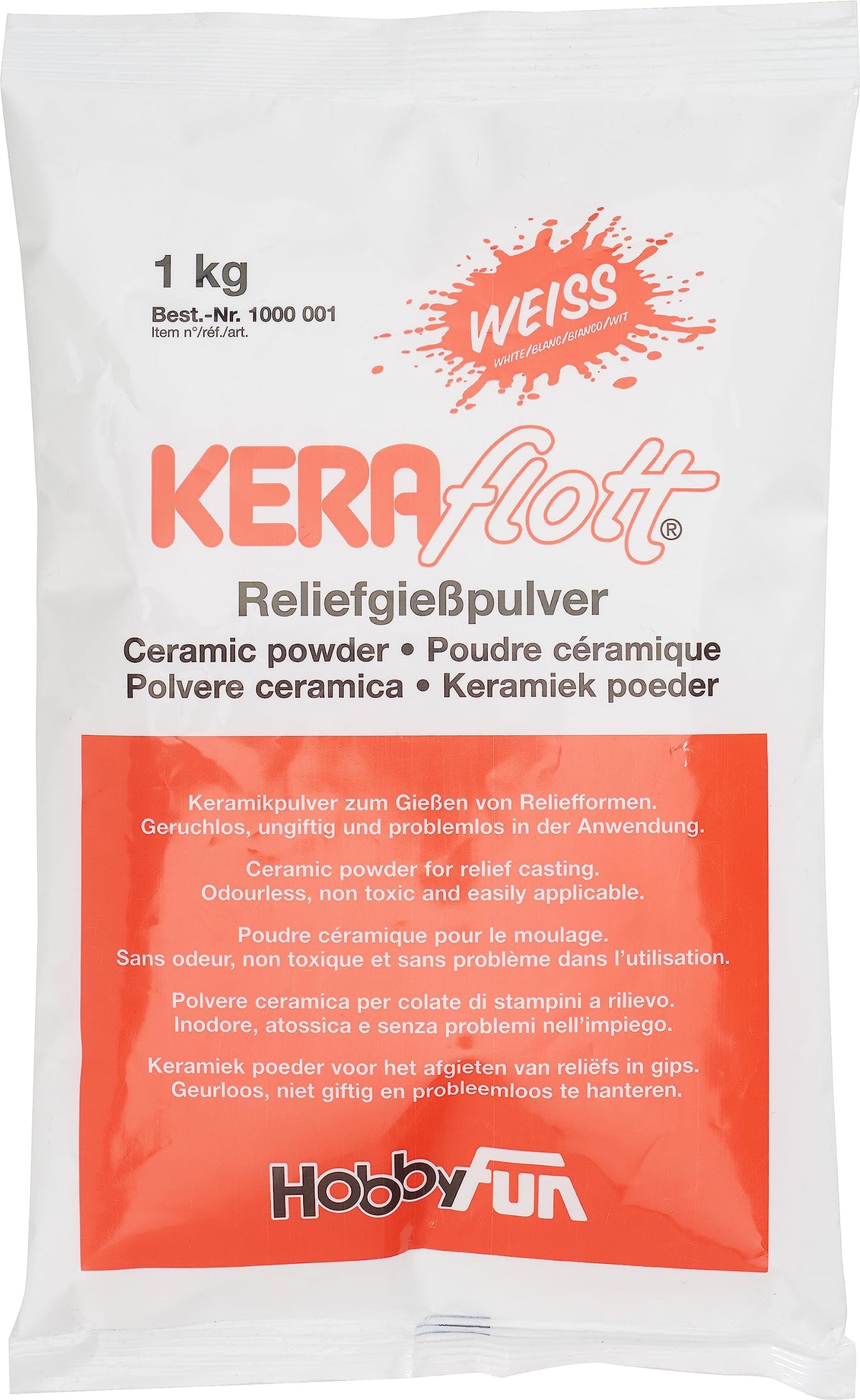 Keraflott Reliefgießmasse Weiß Keramikpulver Gießformen geruchsneutral 1 kg