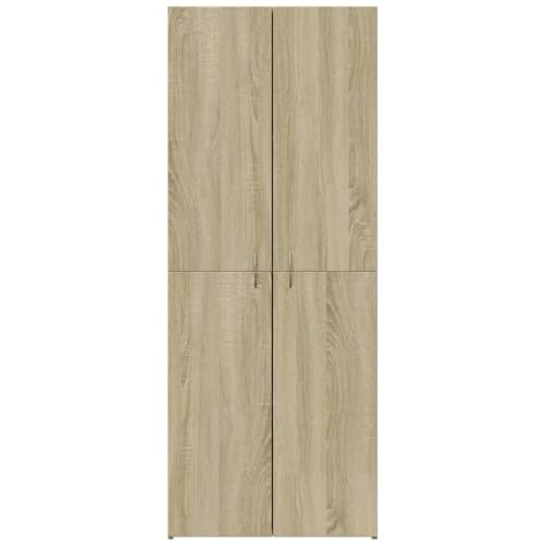 Aktenschrank Sonoma-Eiche Holzwerkstoff 60x32x153 cm Büroschrank mit 4 Fächern, Stauraum für Akten, Ordner und Dokumente, ideal für Büro, Arbeitszimmer, Homeoffice, Archivierung und Ordnung