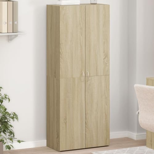 Aktenschrank Sonoma-Eiche Holzwerkstoff 60x32x153 cm Büroschrank mit 4 Fächern, Stauraum für Akten, Ordner und Dokumente, ideal für Büro, Arbeitszimmer, Homeoffice, Archivierung und Ordnung