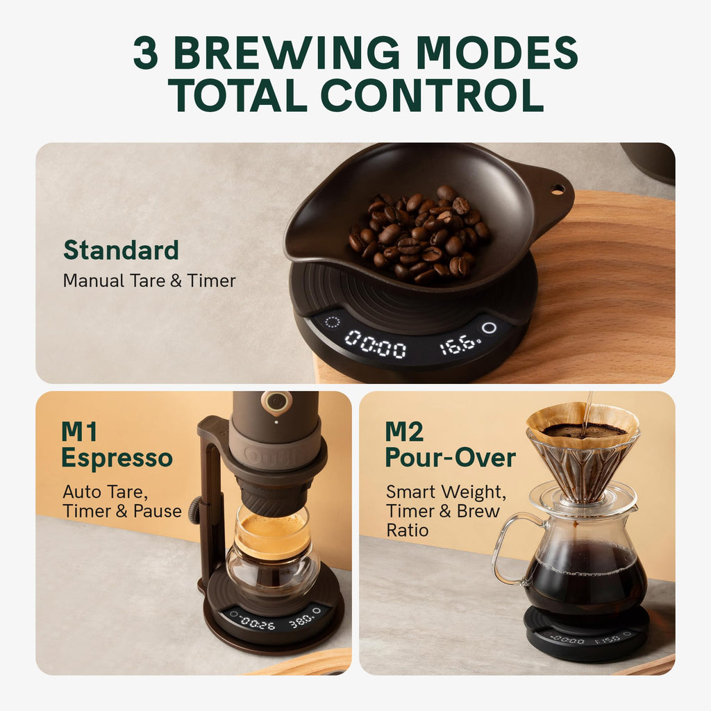 OutIn Claro Tragbare Kaffeewaage mit Timer, 2 kg/0,1 g
