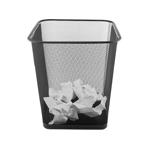 D.RECT KOMO Papierkorb Metallgitter 18 Liter Eckig Mülleimer Schreibtisch Büro Abfalleimer Schwarz