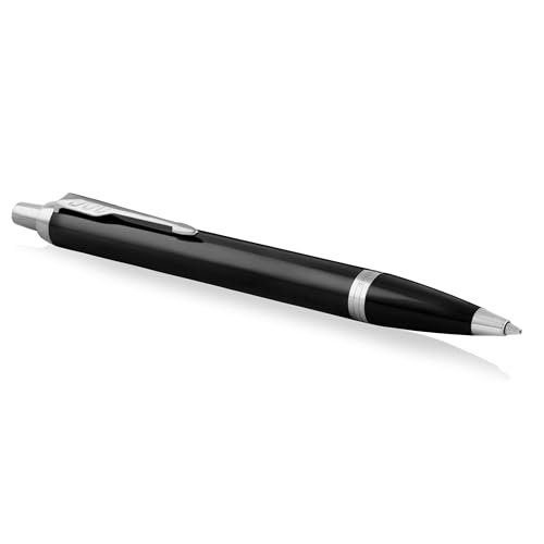 Parker IM Kugelschreiber | Schwarze Lackierung mit Chromzierteilen | Mittlere Spitze | Blau | Geschenkbox