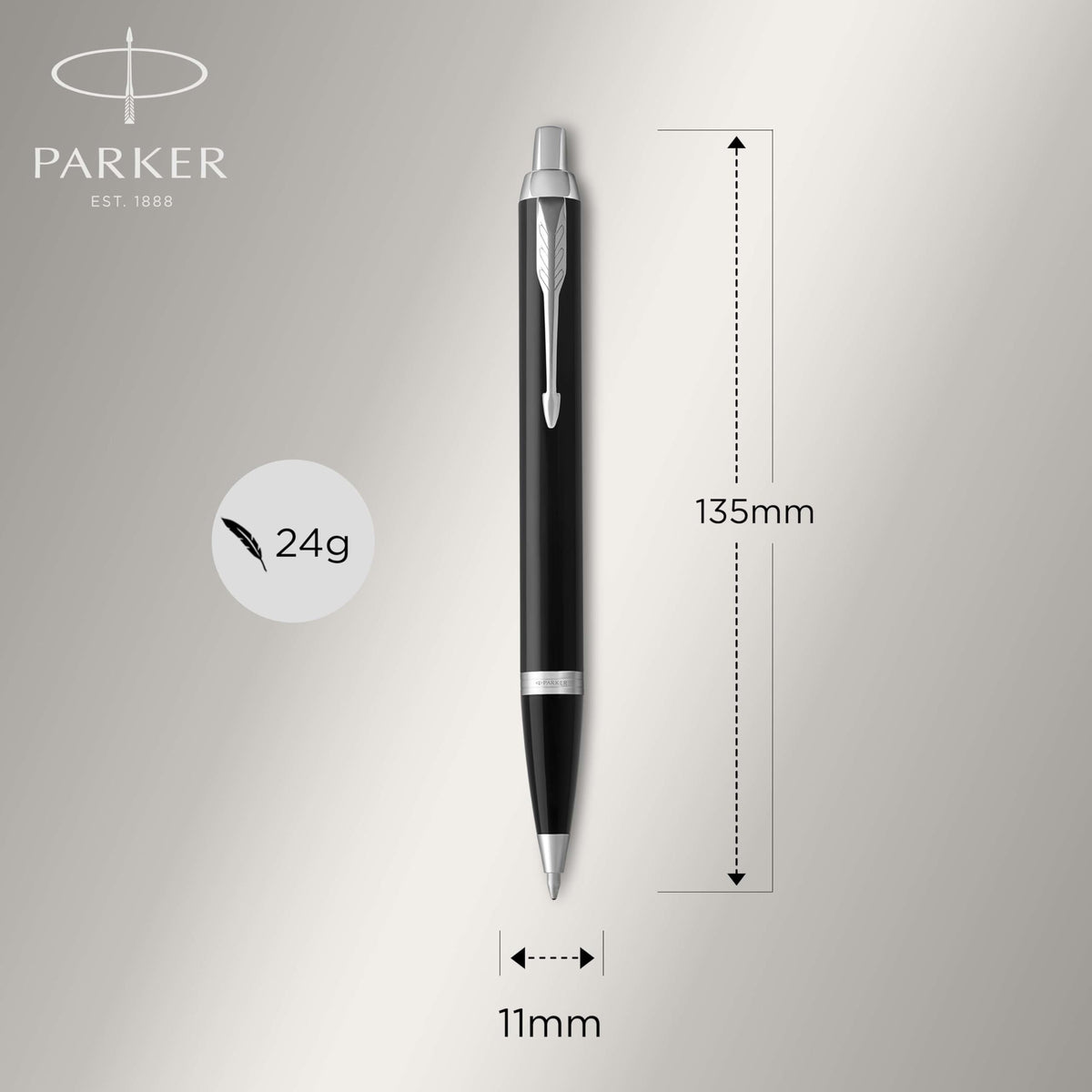 Parker IM Kugelschreiber | Schwarze Lackierung mit Chromzierteilen | Mittlere Spitze | Blau | Geschenkbox