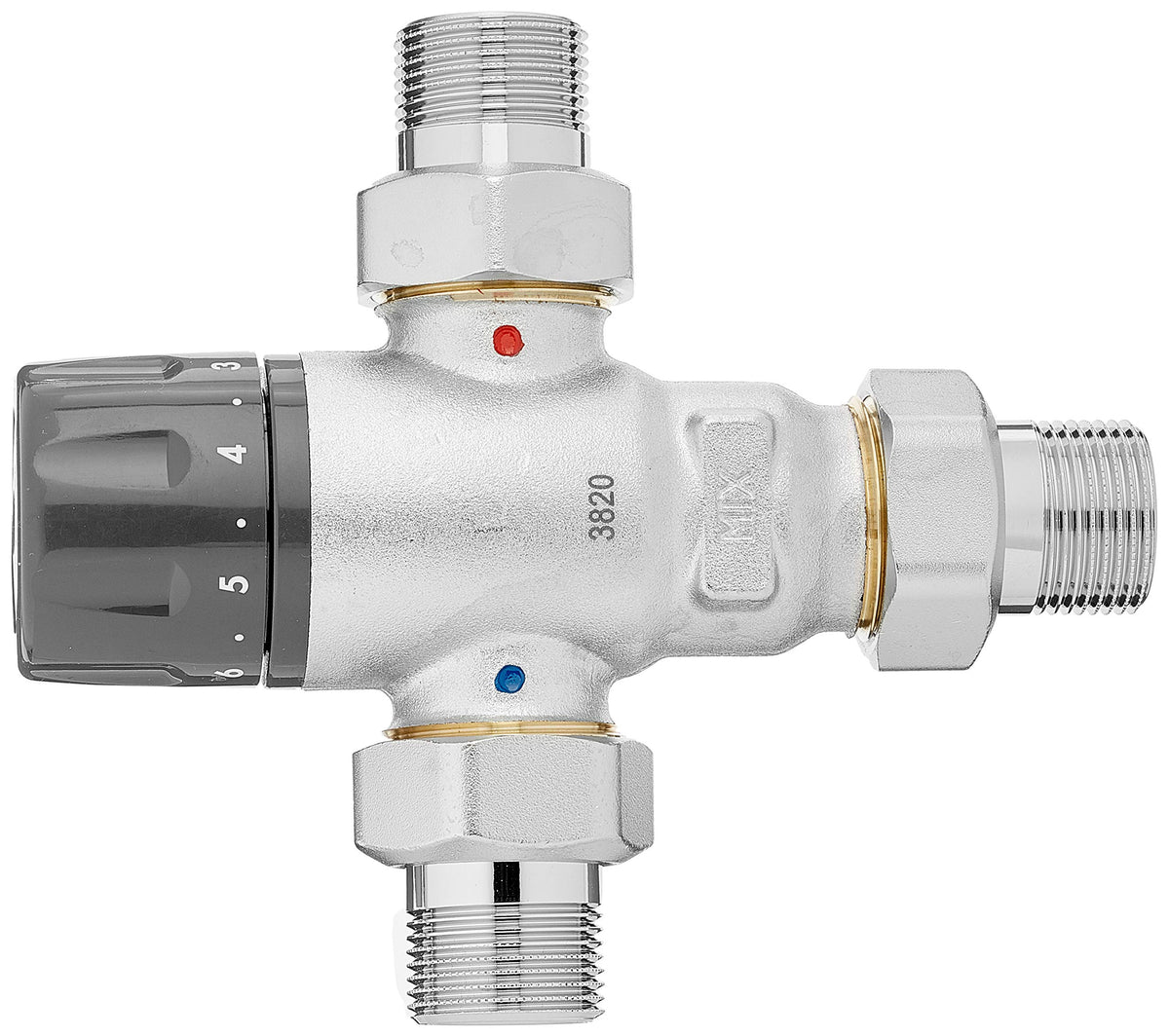 Caleffi 521500 Thermomischer 3/4 Zoll 30 - 65 °C Verkalkungsunempfindlich Einstellbar Entzinkungsfreies