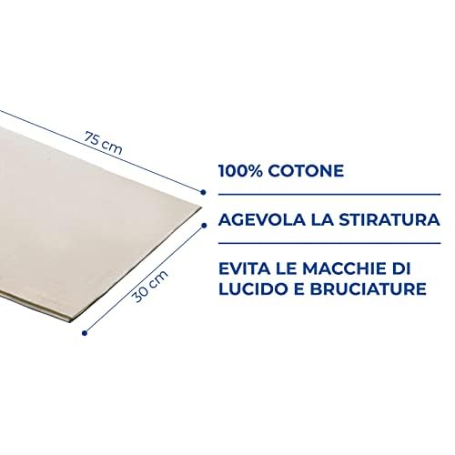 PARODI & PARODI - Bügeltuch, reduziert Flecken und Verbrennungen, hält die Falten der Kleidung länger, aus Baumwolle, Beige, 30 x 75 cm