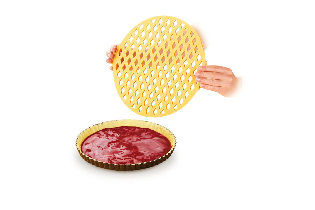 Tescoma DELICIA Gitterstanze rund 30 cm für Teigdekoration aus Kunststoff zum Ausstanzen von Gittern für Obstkuchen Torten und Blätterteig geeignet für süße und herzhafte Rezepte