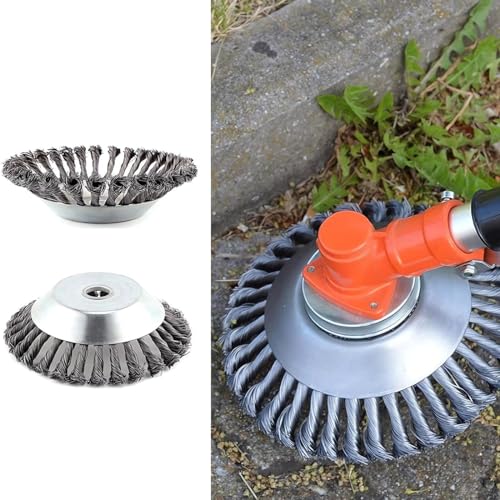 Unkrautbürste Wildkrautbürste Motorsense Freischneider Rundbürste 200 x 25,4 gezopfte Schleifbürste Kegel, Silber