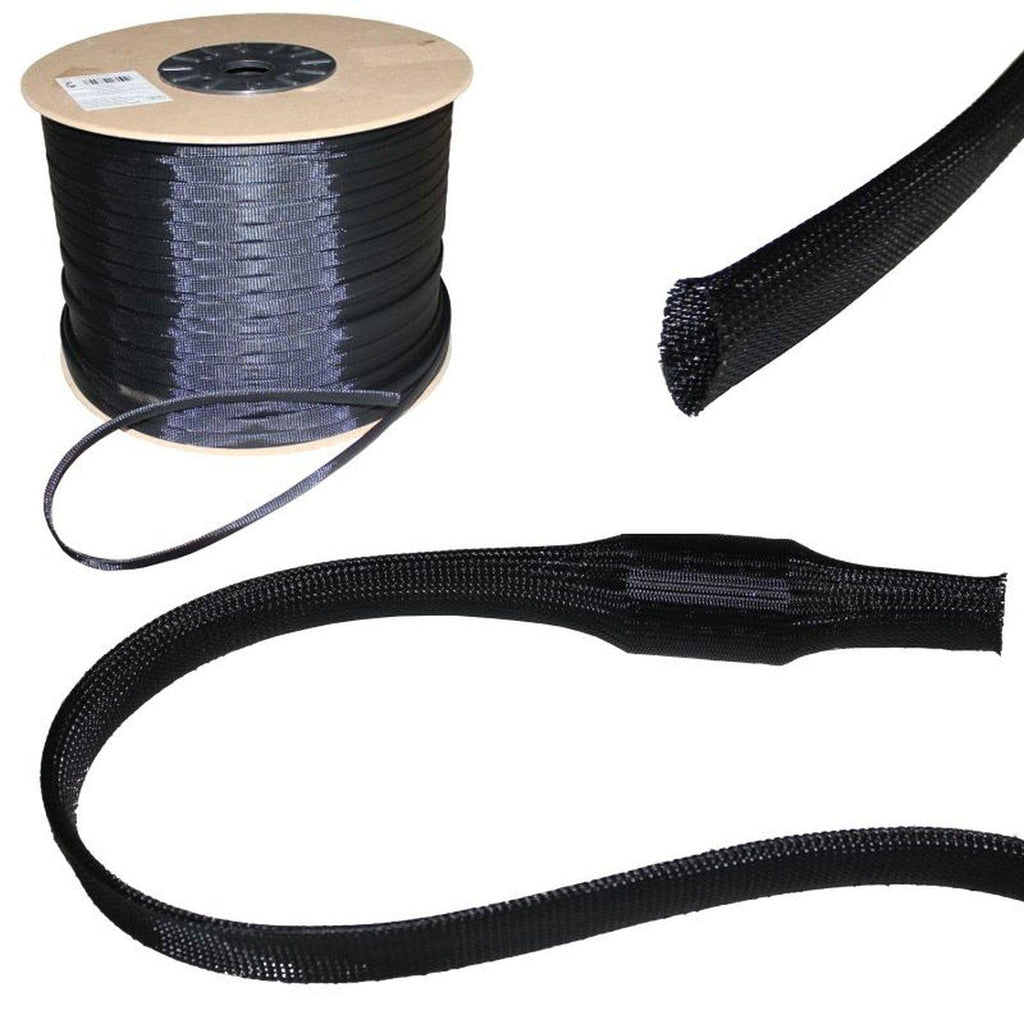 Lumonic 10m Geflechtschlauch 10mm (7-14mm) I Gewebeschlauch Kabel aus Polyester in Schwarz I Kabelschlauch, Schutzschlauch, Kabelschutz, Kabelummantelung