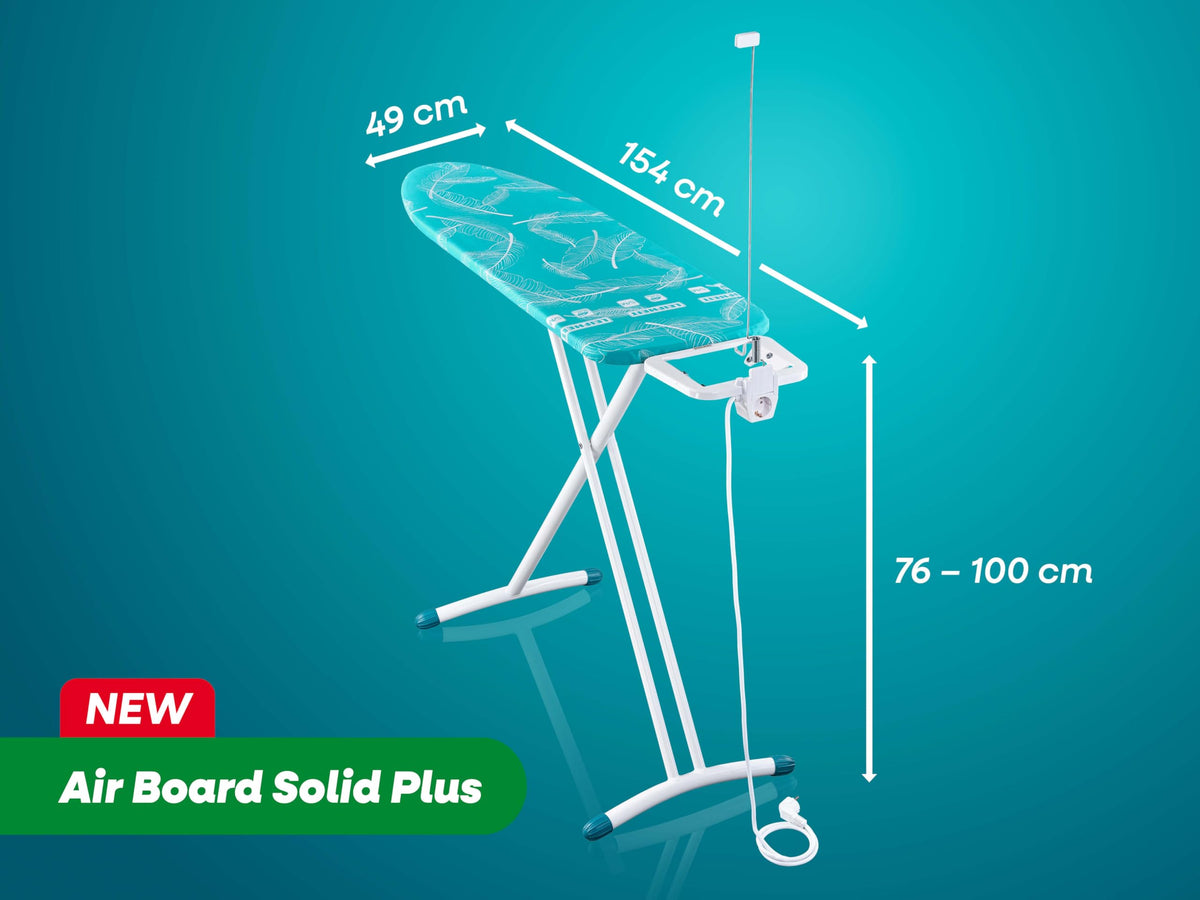 Leifheit Bügelbrett Air Board M Solid Plus, Bügelbezüge bis 120 x 38 cm