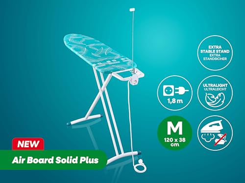Leifheit Bügelbrett Air Board M Solid Plus, Bügelbezüge bis 120 x 38 cm