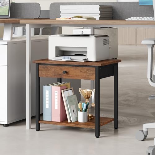 Gewudraw Druckertisch mit 2 Ebenen, Druckerständer mit Schublade für Büro