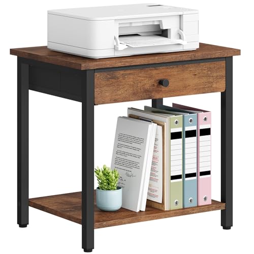 Gewudraw Druckertisch mit 2 Ebenen, Druckerständer mit Schublade für Büro