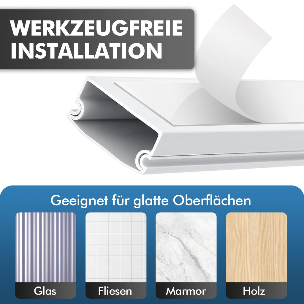 shinfly 2,4 m Kabelkanal Weiß – Kabelkanal Weiß Selbstklebend für Stromkabel, Kabelschacht Weiss, Kabel Verstecken – Kabelleiste für Wand – Weiss 15mm x 9mm (0,4m x 6Stück)