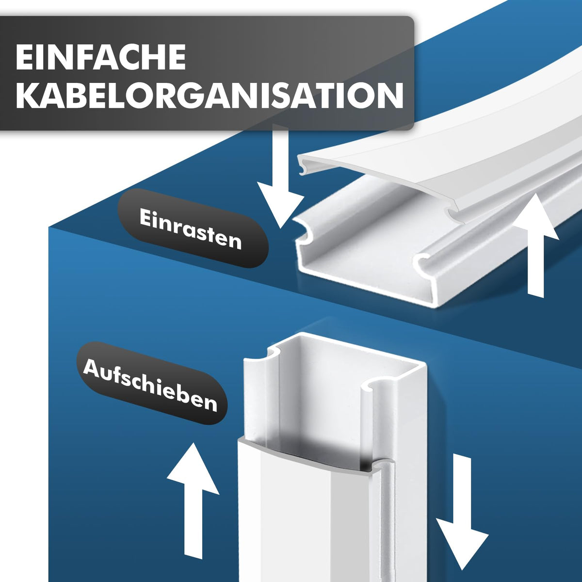 shinfly 2,4 m Kabelkanal Weiß – Kabelkanal Weiß Selbstklebend für Stromkabel, Kabelschacht Weiss, Kabel Verstecken – Kabelleiste für Wand – Weiss 15mm x 9mm (0,4m x 6Stück)