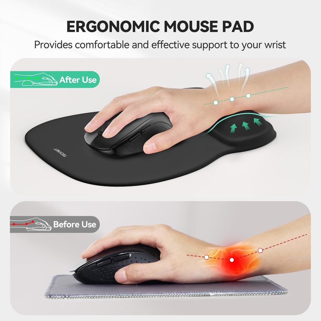 TECKNET Mauspad mit Gelkissen, ergonomisches Mousepad mit Handauflage