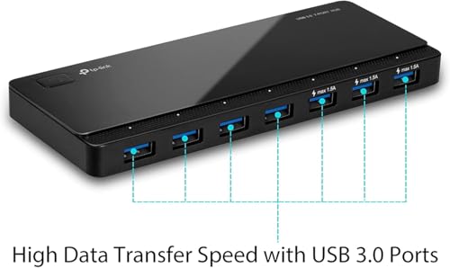 TP-Link UH700 USB 3.0 Hub mit Stromversorgung, 7-Port USB Verteiler & Splitter, idealer USB Adapter mehrfach für Windows, Mac, Chrome & Linux OS, mit Netzteil & EIN/Aus-Schalter