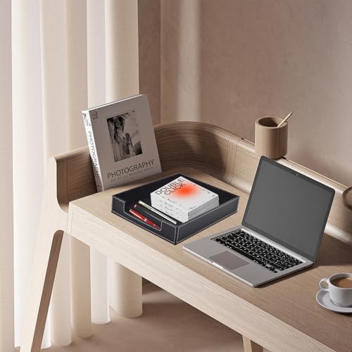 Leder Briefablage,Schreibtisch Organizer,Briefablagen & Stapelsysteme für den Schreibtisch A4-Stapelbare Ablagefächer für Briefe,Papierhalter,Postkörbe,Zeitschriften,Schwarz