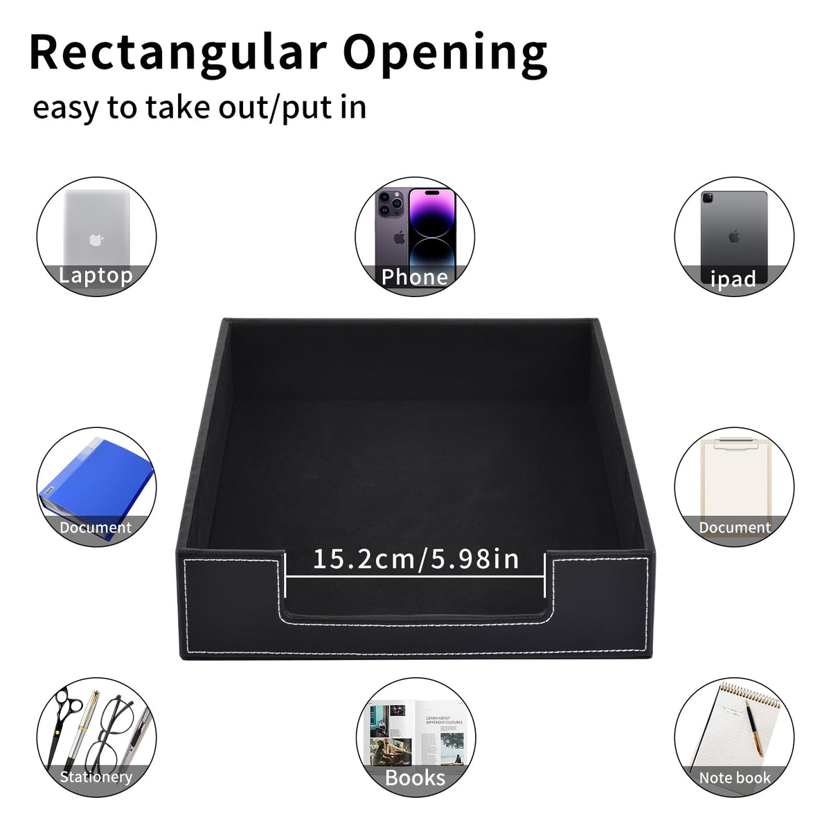 Leder Briefablage,Schreibtisch Organizer,Briefablagen & Stapelsysteme für den Schreibtisch A4-Stapelbare Ablagefächer für Briefe,Papierhalter,Postkörbe,Zeitschriften,Schwarz