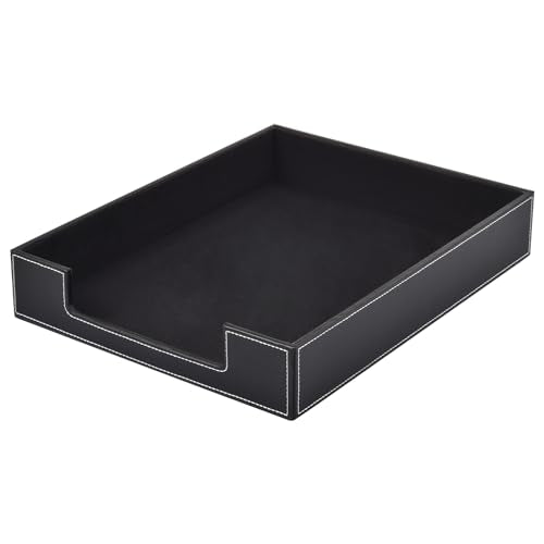 Leder Briefablage,Schreibtisch Organizer,Briefablagen & Stapelsysteme für den Schreibtisch A4-Stapelbare Ablagefächer für Briefe,Papierhalter,Postkörbe,Zeitschriften,Schwarz
