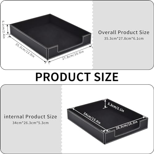 Leder Briefablage,Schreibtisch Organizer,Briefablagen & Stapelsysteme für den Schreibtisch A4-Stapelbare Ablagefächer für Briefe,Papierhalter,Postkörbe,Zeitschriften,Schwarz