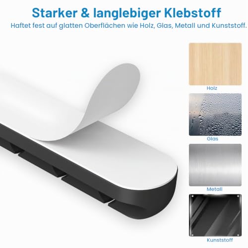 9 Stück Kabelhalter Schreibtisch mit 20 Schlitzen, Silikon Kabelclips Selbstklebend, Kabel Organizer, Schwarze Kabelorganizer Clips für kabelmanagement im Auto, Büro und Zuhause