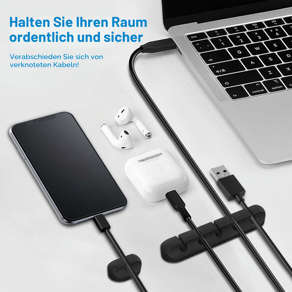 9 Stück Kabelhalter Schreibtisch mit 20 Schlitzen, Silikon Kabelclips Selbstklebend, Kabel Organizer, Schwarze Kabelorganizer Clips für kabelmanagement im Auto, Büro und Zuhause