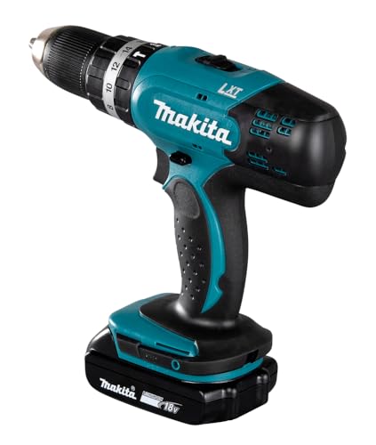 Makita DHP453RFX2 Akku-Schlagbohrschrauber 18 V / 3,0 Ah im Alukoffer + 96tlg. Zubehör-Set, Blau/Silber