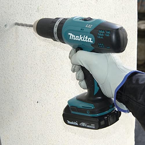 Makita DHP453RFX2 Akku-Schlagbohrschrauber 18 V / 3,0 Ah im Alukoffer + 96tlg. Zubehör-Set, Blau/Silber