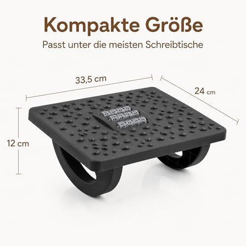 Ergonomische Fußstütze Schreibtisch mit Massagerollen, Büro Fußablage unter Tisch, Akupressur Fußhocker zur Linderung von Plantarfasziitis, Wippfunktion (Grau)