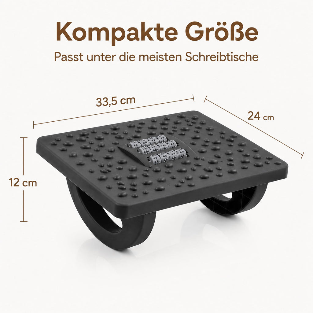 Ergonomische Fußstütze Schreibtisch mit Massagerollen, Büro Fußablage unter Tisch, Akupressur Fußhocker zur Linderung von Plantarfasziitis, Wippfunktion (Grau)