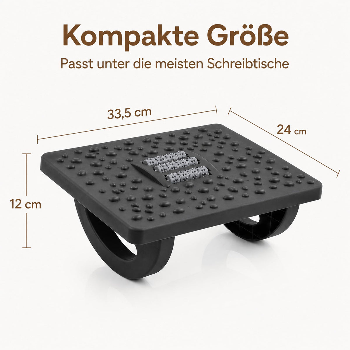 Ergonomische Fußstütze Schreibtisch mit Massagerollen, Büro Fußablage unter Tisch, Akupressur Fußhocker zur Linderung von Plantarfasziitis, Wippfunktion (Grau)