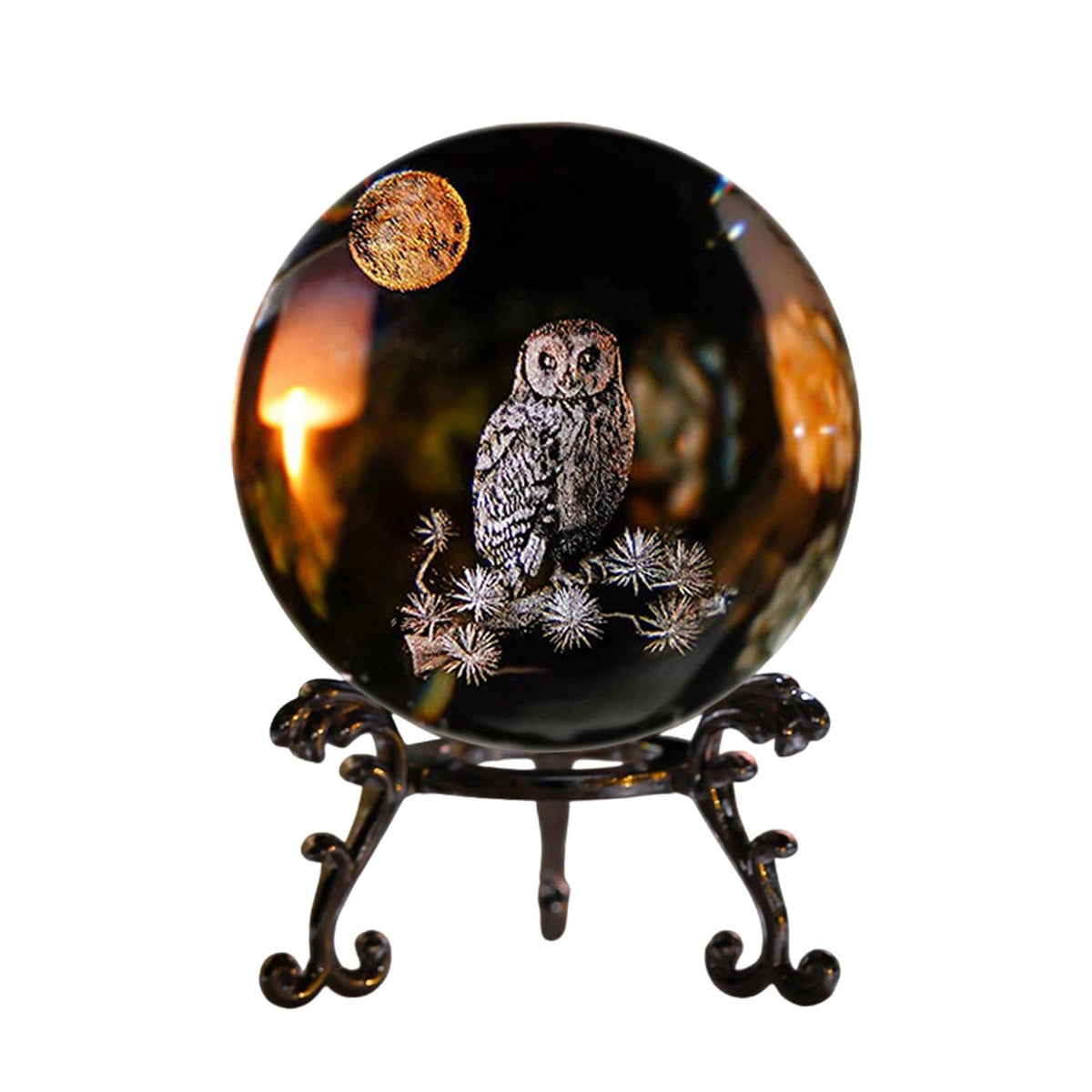 3D Laser Kristallkugel Eulen Deko - Eulen Geschenke Briefbeschwerer, Schneekugel Eule Glaskugel, Ornament, Dekorative Kugeln,60mm