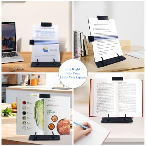 Keenjorika Desktop Dokumentenbuchhalter mit 7 verstellbaren Positionen, Schwarz Dokumentenhalter für Schreibtisch, Papierhalter Kopierständer Halter für Sprache, Papierhalter Ständer für Schreibtisch