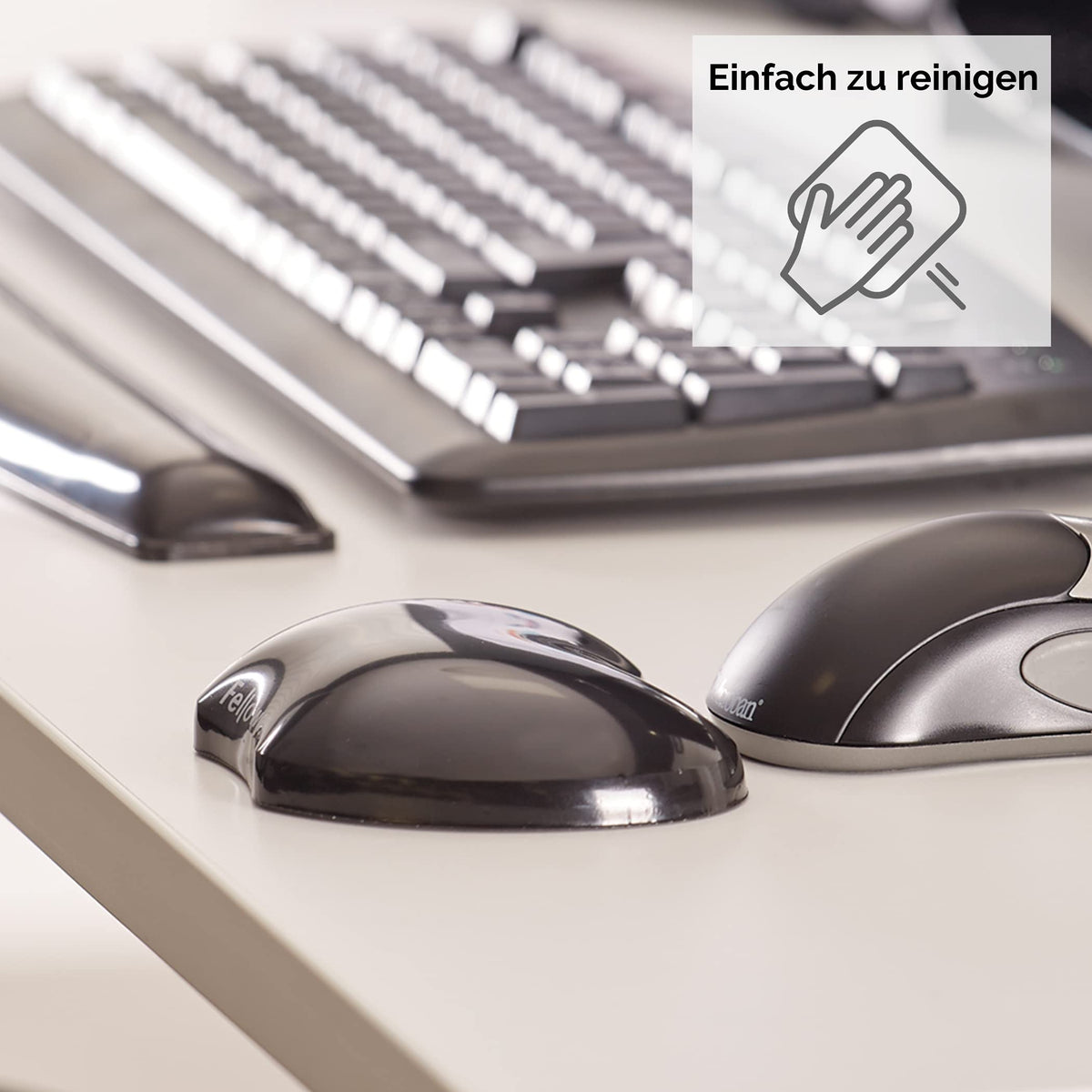 Fellowes Handballenauflage Crystals - flexible Handgelenkauflage mit Gelfüllung - für Büro, Zuhause & Gaming - für Mauspad geeignet - schwarz