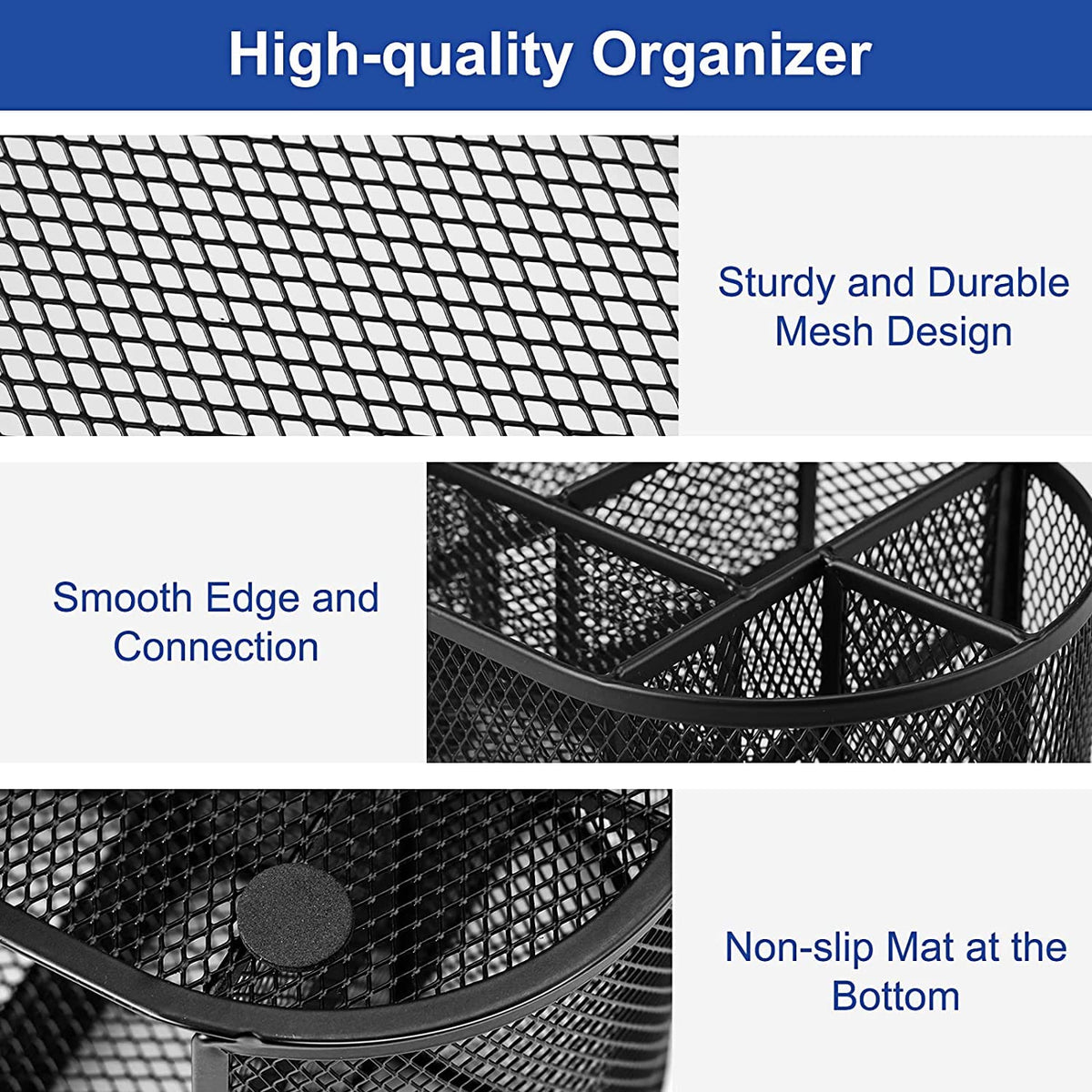 Schreibtisch Organizer,stiftehalter schreibtisch,Mesh Metall Desktop Büro Organizer mit 8 Stifthaltern und 1 Schublade,Es Platz zu Hause, in der Schule oder im Büro sparen. (Schwarz)