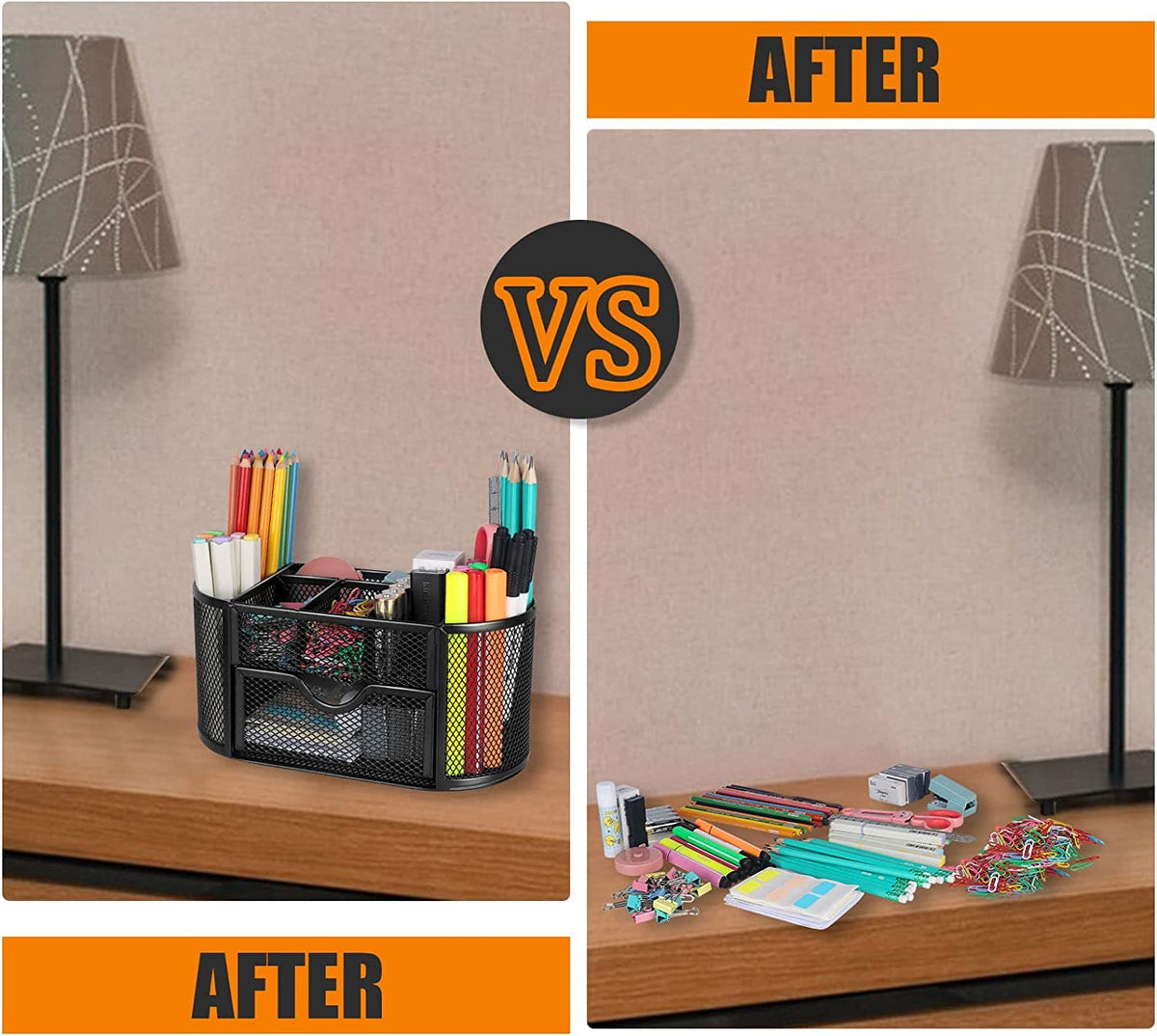 Schreibtisch Organizer,stiftehalter schreibtisch,Mesh Metall Desktop Büro Organizer mit 8 Stifthaltern und 1 Schublade,Es Platz zu Hause, in der Schule oder im Büro sparen. (Schwarz)