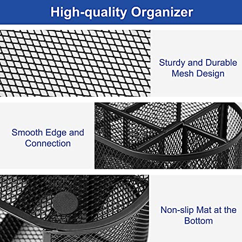 Schreibtisch Organizer,stiftehalter schreibtisch,Mesh Metall Desktop Büro Organizer mit 8 Stifthaltern und 1 Schublade,Es Platz zu Hause, in der Schule oder im Büro sparen. (Schwarz)