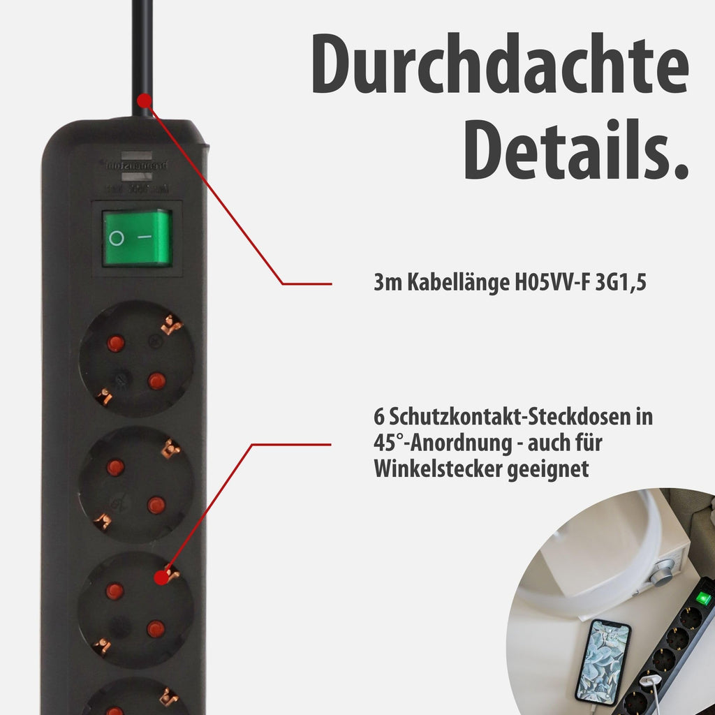 Brennenstuhl Eco-Line, Steckdosenleiste 6-Fach