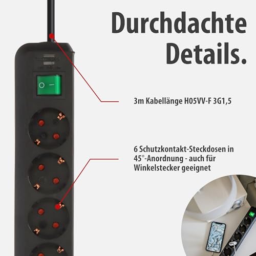 Brennenstuhl Eco-Line, Steckdosenleiste 6-Fach