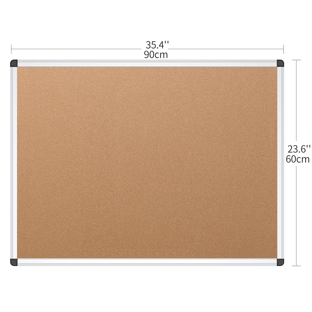 VIZ-PRO Korktafel 90 x 60 cm, Pinnwand mit Aluminiumrahmen, Wandmontage