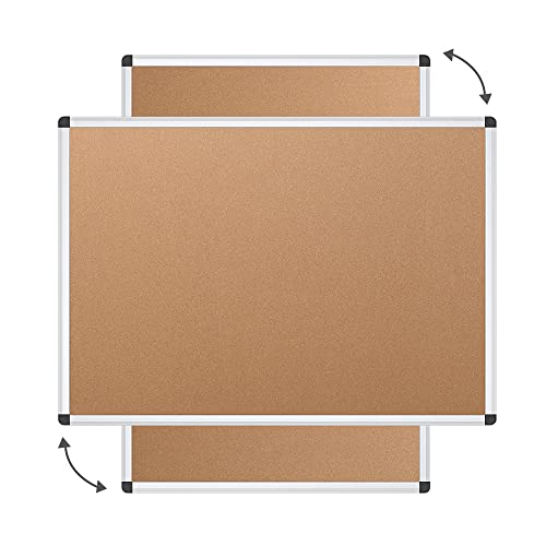 VIZ-PRO Korktafel 90 x 60 cm, Pinnwand mit Aluminiumrahmen, Wandmontage