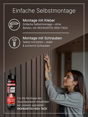 wohnartig® Akustikpaneele 1,485m² - 275cm x 54cm* set - (set = 2 Stück 275cm x 27cm) | Farbe: Eiche Windsor 280 | Wandverkleidung | Akustikpaneel | Wandpaneele auf filz | Akustikfilz