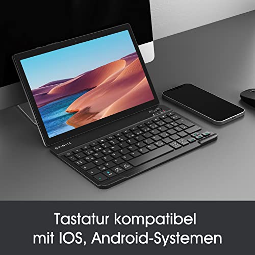 FINTIE Ultradünn Bluetooth Tastatur mit deutschem Layout QWERTZ, Schwarz