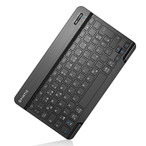 FINTIE Ultradünn Bluetooth Tastatur mit deutschem Layout QWERTZ, Schwarz